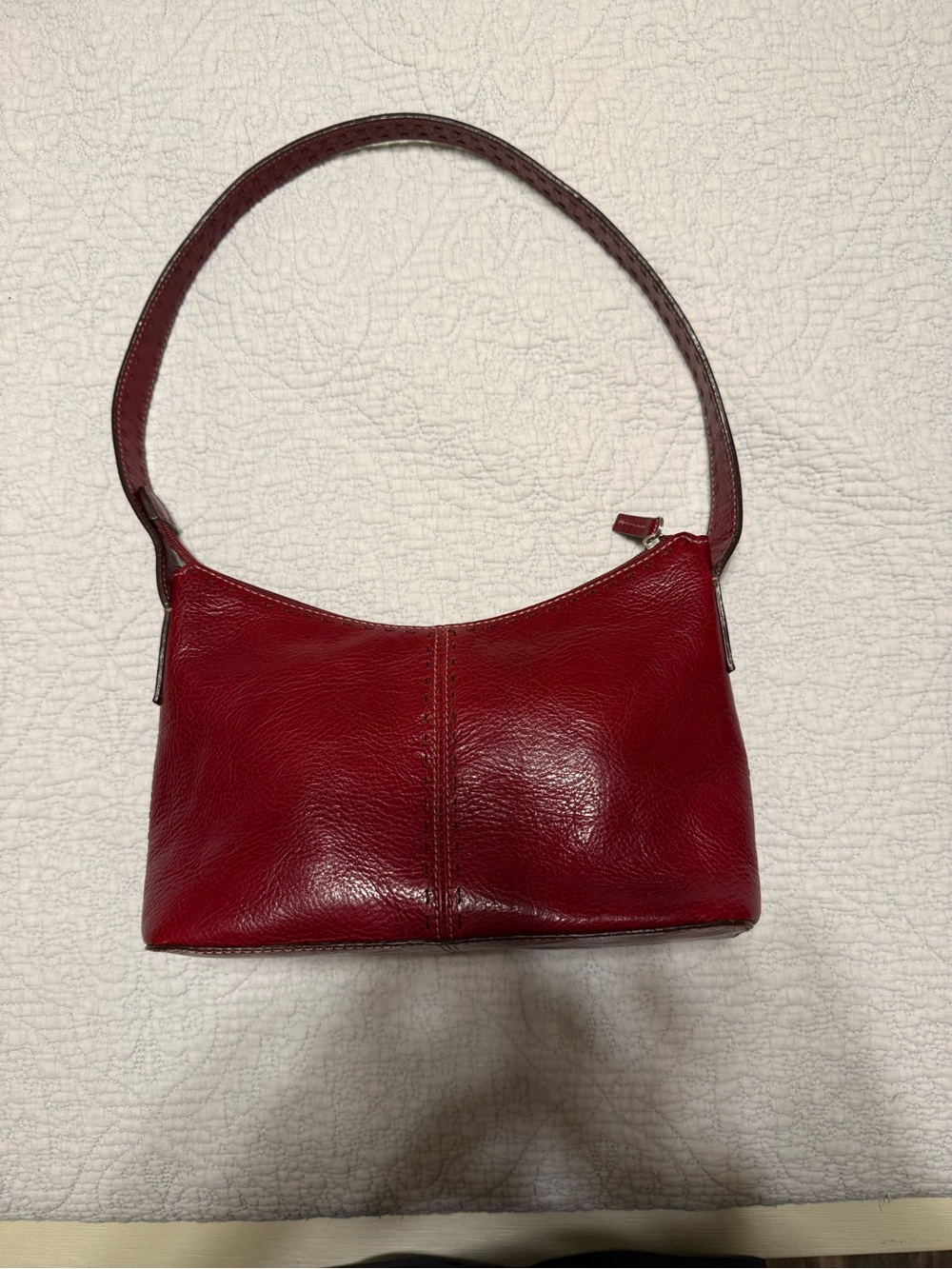 Vintage Fossil Red Leather Y2K Shoulder Bag